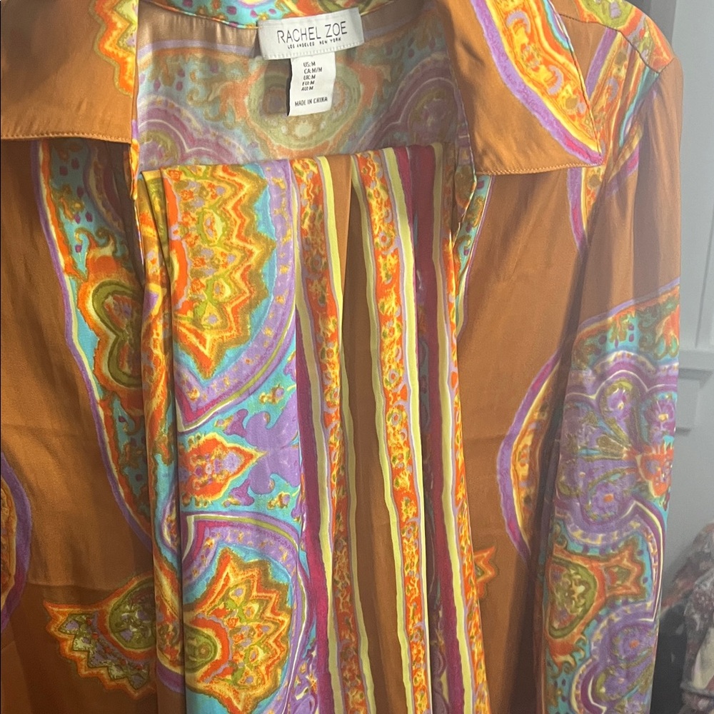 Rachel Zoe Orange and Purple Paisley Blouse